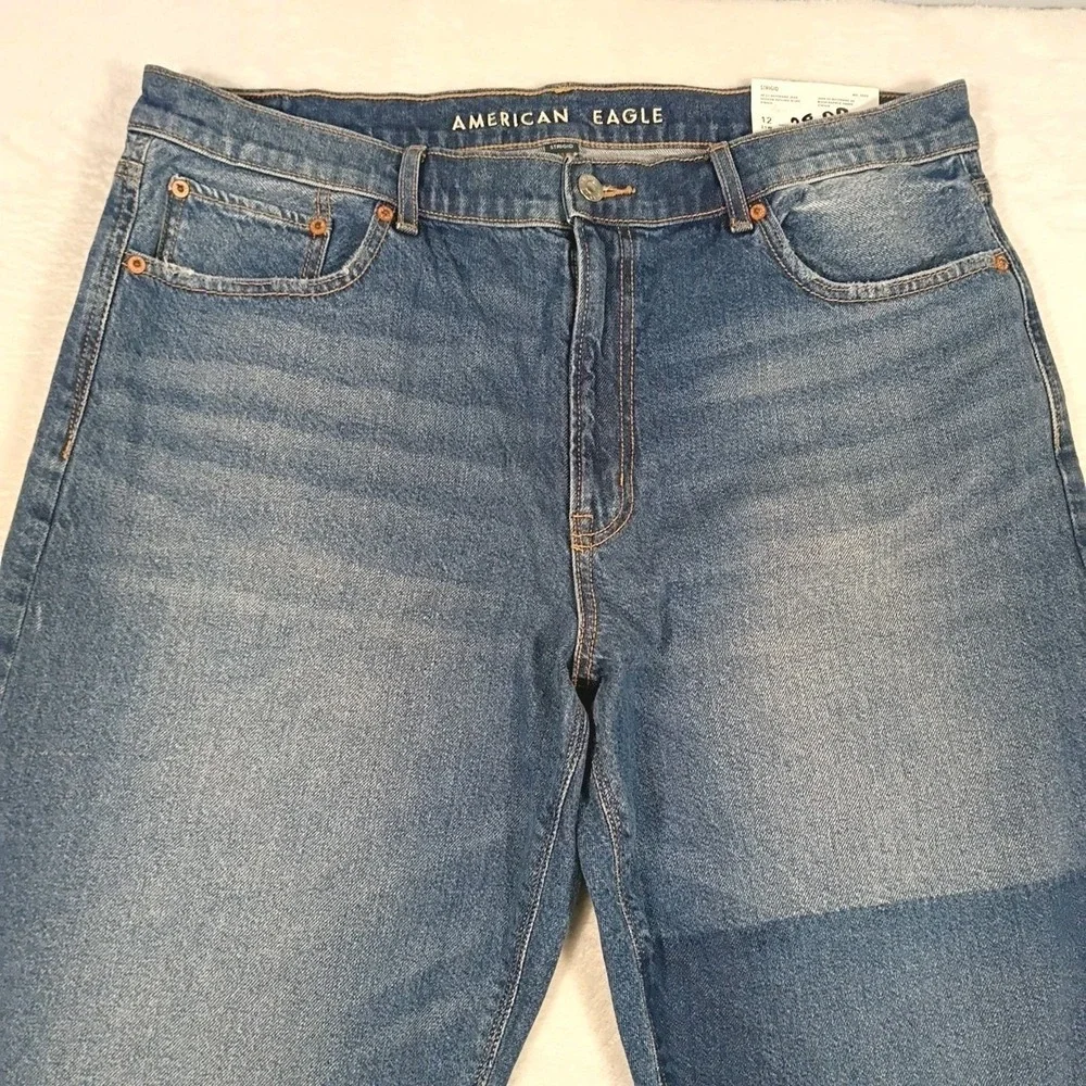 American Eagle EX Boyfriend Jeans Women's Size 12 Short Patch Distressed Strigid